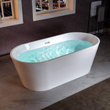 WOODBRIDGE 67" Acrylic Freestanding Bathtub Contemporary Soaking White Tub with Brushed Nickel Overflow and Drain，B0013-BN WOODBRIDGE