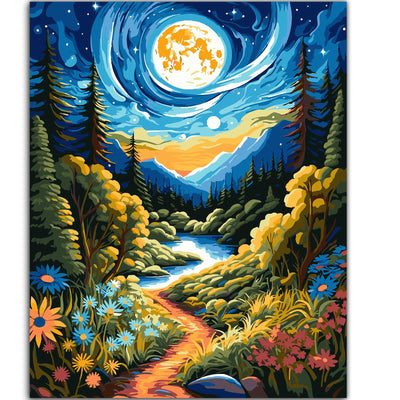 ZTOTZ Paint by Numbers Kit for Adults,Painting by Numbers Kit Landscape,Moon Landscape Paint by Numbers Adults on Canvas,Number Painting for Home Wall Decor 16x20Inch(Mountain)