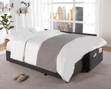 VanAcc Sofa Bed, Sleeper Sofa with USB Charging Ports, L-Shaped Couch with Storage, Pull Out Couch for Living Room, Grey Linen VanAcc