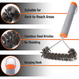 UNCO- 3-Sided Grill Brush Stainless Steel, 12.2", BBQ Grill Brush for Outdoor Grill Cleaning Brush, BBQ Brush, BBQ Brushes for Grill Cleaner Brush, Grill Scraper for Outdoor Grill Brushes UNCO