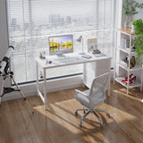 Lufeiya White Computer Desk with Fabric Drawers, 47 Inch Study Work Writing Desk for Home Office Bedroom, Simple Modern Cute PC Desks with Drawer, White Lufeiya