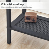 HOOBRO Side Table with Charging Station, End Table with USB Ports and Outlet, Nightstand with Storage Shelf, Faux Rattan Decoration, for Living Room, Bedroom, Rustic Brown and Black BF91UBZ01 HOOBRO