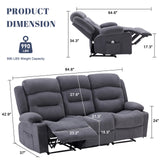 Weture Oversized Recliner Sofa with Heat and Massage, Wall-Hugger Reclining Sofa with Cup Holders and USB Port, Big Large 3-Seater RV Recliner Couch Sofa for Living Room (Fabric, Grey) Weture