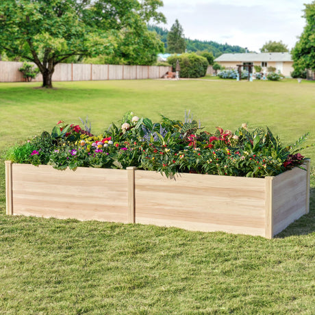 SPECRAFT 8x4 Ft Wood Raised Garden Bed, Durable 15 Inch Depth Planter Box for Vegetables, Herbs, and Flowers, Ideal for Outdoor Gardening with Open Base SPECRAFT