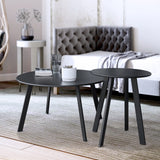 Patio Outdoor Coffee Table Set of 2 - Weather Resistant Outdoor Round End Table Modern Coffee Tables for Living Room Balcony Home Office (Black) juserox