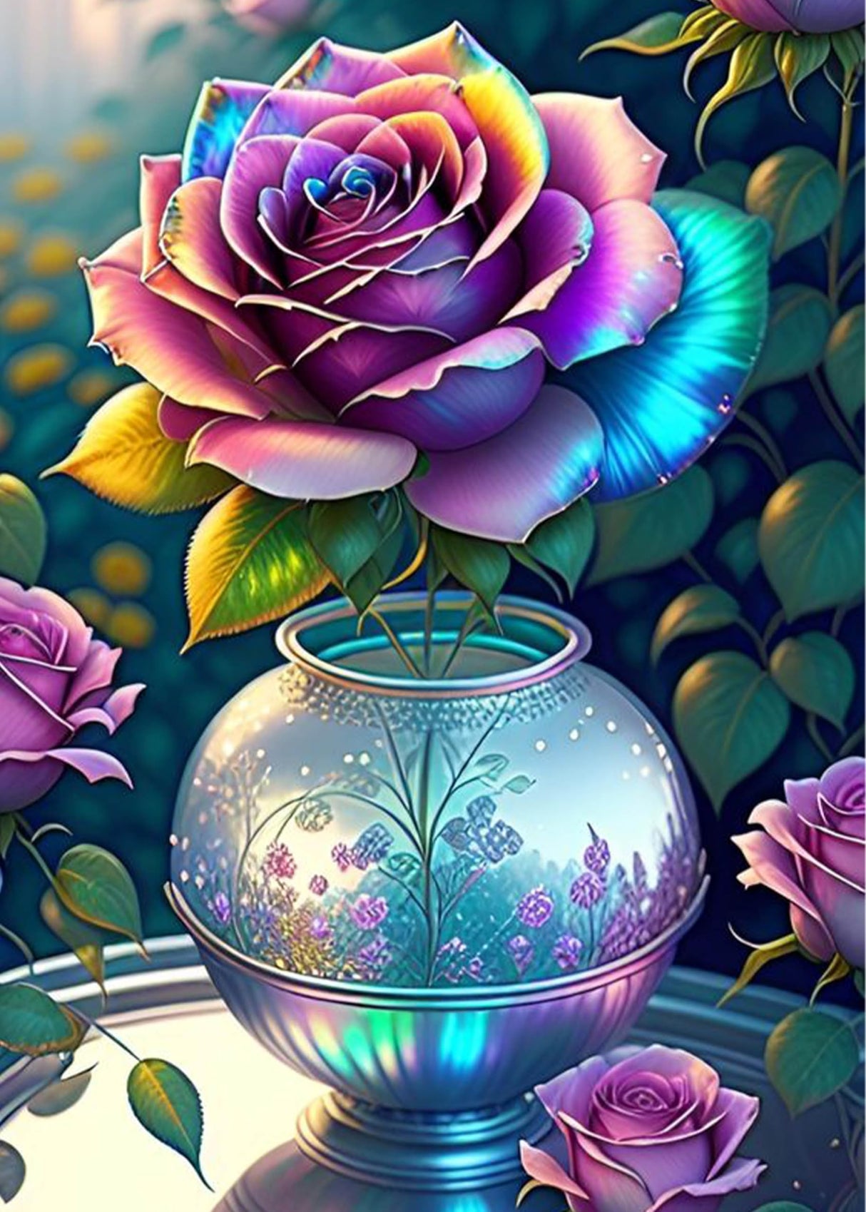 YSUNETER Rose Diamond Art Kits for Adults, Round Full Drill Diamond Painting Kits for Beginners Gem Art Painting Kits, DIY 5D Diamond Dots Painting with Diamond Arts and Crafts Decor YSUNETER