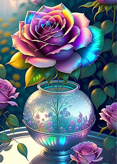 YSUNETER Rose Diamond Art Kits for Adults, Round Full Drill Diamond Painting Kits for Beginners Gem Art Painting Kits, DIY 5D Diamond Dots Painting with Diamond Arts and Crafts Decor YSUNETER