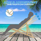 ketive Patio Lounge Chairs Set of 2 Adjustable Outdoor Wooden Sling Chairs, Made of Acacia Wood and Oxford Cloth, 250 lbs Capacity, Foldable and Easy to Carry for Patio and Indoor Use ketive