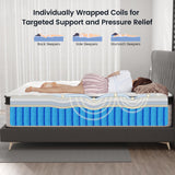 LETMOON King Mattress, 12 Inch Hybrid King Size Mattress, Medium Firm Memory Foam and Pocket Springs, 3 Coils Strong Edge Support, Pressure Relief, Bed in Box LETMOON