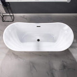WOODBRIDGE 71" Acrylic Freestanding Bathtub Contemporary Soaking Tub, White Acrylic (Matte Black Drain/Overflow),B0017 MB Drain &O WOODBRIDGE
