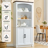 White 5 Tier Book Shelf and Bookshelf with Storage Cabinet Doors, 72 Inch Tall Bookcase, Wooden Cube Storage Organizer, Kids Bookshelf, Display Cabinet for Bedroom Furniture, Living Room, Pantry LIDYUK