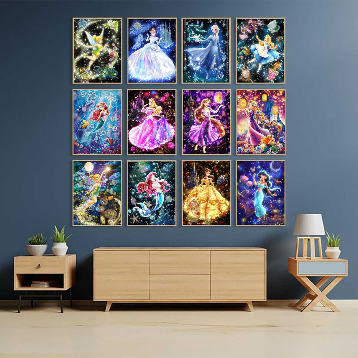 RYMILIE 12 Pack Diamond Art Kits for Adults,Diamond Painting Kits,5D Princess Diamond Painting Kits for Adults Beginner Gem Art Full Drill Diamond Dots Art for Adults Home Wall Decor 12x16inch RYMILIE