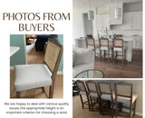 EALSON Counter Height Bar Stools Set of 4 Farmhouse Barstools with Rattan Back Comfortable Upholstered Bar Chairs Mid Century Wood Breakfast Counter Stools for Kitchen Island, Linen Beige EALSON