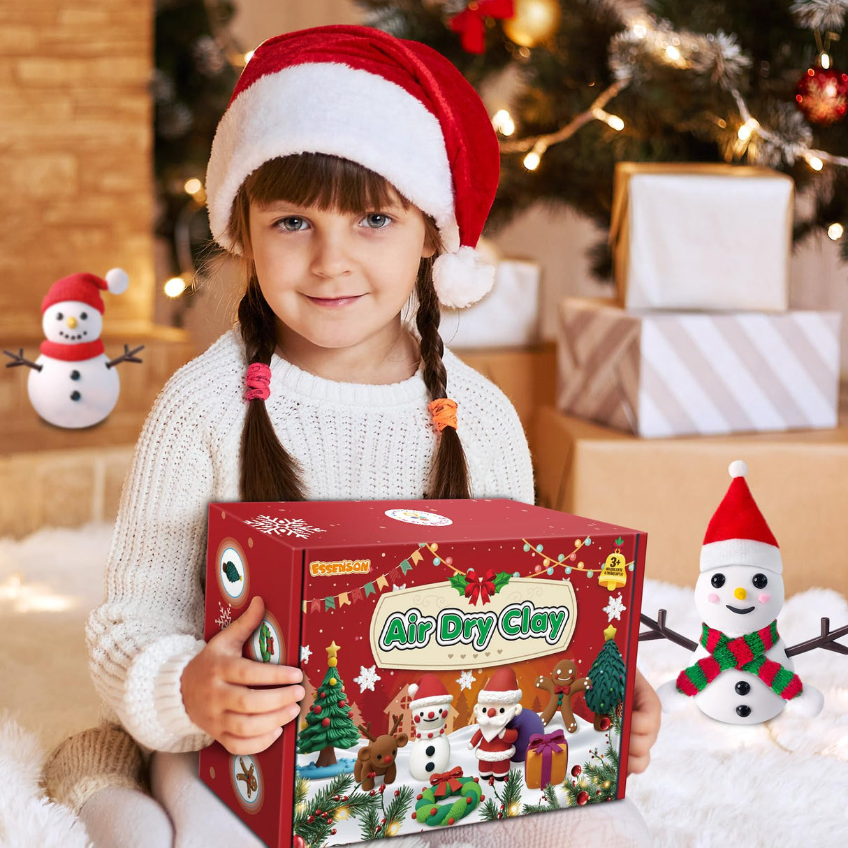 ESSENSON Air Dry Clay Christmas Kit, 36 Colors DIY Modeling Clay Craft Set with Accessories, Christmas Stocking Stuffers for Kids, Xmas Gift for Girls Boys ESSENSON