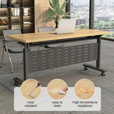 6 Pack Modern Office Folding Conference Table,The Conference Room Table with Caster Wheels,Flip Top Mobile Training Table Foldable Meeting Table for Office,Meeting Room,Classr ZanyCajole