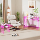 solaround Acrylic Desk Laptop Workstation Study Table Home Office Console Table Entrance Table Decor (Pink) solaround