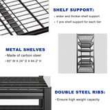 PMKES 60" Wide Heavy Duty Garage Shelving Adjustable 6 Tier Garage Storage Shelves 3900LBS Metal Shelving Unit Industrial Utility Shelf, 84" H x 60" W x 24" D PMKES