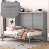 Merax Modern Murphy Cabinet Bed, Solid Wood Wall Platform Bed/No Box Spring Needed/Easy Assemble/Full,Gray Merax