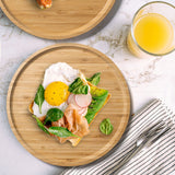 Bamboo Serving Platter, Round Wood Tray, Wooden Serving Tray, Fruit, Bread, Salad Plate, Round Wood Charcuterie Board (13.8 inch) YANGQIHOME