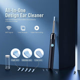 Ear Wax Removal - Earwax Remover Tool with 8 Pcs Ear Set - Ear Cleaner with Camera - Earwax Removal Kit with Light - Ear Camera with 6 Ear Spoon - Ear Cleaner for iOS & Android (Black) LEIPUT
