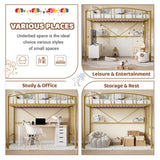 Garvee Loft Bed Twin Size with Ladde and Arched Guardrail, Heavy Duty Metal Loft Bed Frame for Kids and Adults, Sturdy Steel Slats Support, Small Space Saving Design, No Box Spring Needed, Gold Garvee