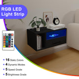 Homaterial Floating Nightstand with Charging Station and LED Lights, Floating Bedside Table with Drawers Wall Mounted Nightstands,for Bedroom Room, 21.3" x 11.8" x 10",Black Homaterial