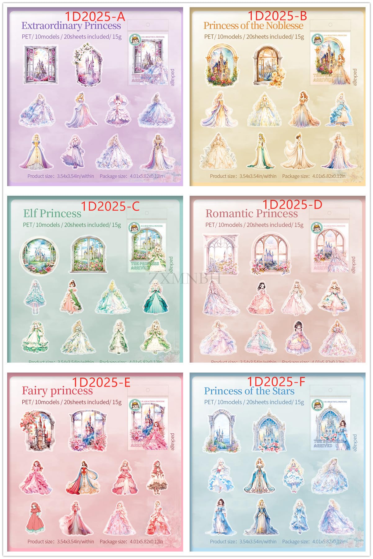 ZXMNBH 20 Pcs/Pack Fairy Princess PET Stickers for Scrapbooking Kit Waterproof Clear Sticker Junk Journaling Supplies Journals Diary Planner Collage Laptop Paper Crafts ZXMNBH