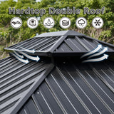 Aoxun 10' x 12' Hardtop Gazebo, Galvanized Steel Dual-Layer Roof, Permanent Aluminum Gazebo, Outdoor Metal Pergolas with Curtains and Netting, for Lawns, Parties, Gardens, Decks, Patios Aoxun