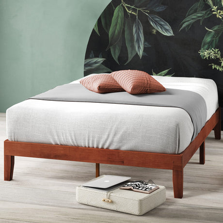 Zinus Wen Wood Platform Bed Frame - Elegant Cherry Finish, No Box Spring Needed, Easy Assembly, Queen Size Zinus