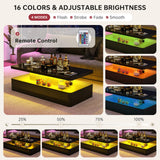 oneinmil Modern LED Coffee Table, 40" Living Room Tables with 16 Colors LED Lights, Double-Layer Design, Stylish Coffee Tables for Living Room, Black oneinmil