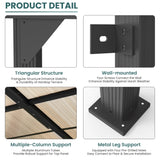 Pamapic 10 * 10FT Wall Mounted Gazebo,4*4 Inch Thickened Pillars & Enlarged Base,Outdoor Hardtop Lean to Pergola,UV Resistant Polycarbonate Roof,Aluminum Frame Pergola,Outdoor Patio Awnings for Lawn Pamapic