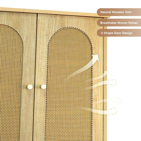 FiveWillowise Natural Rattan Over-The-Toilet Storage Cabinet with Adjustable Shelf and Metal Stand FiveWillowise