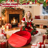 24 Inch RAINFLOW Christmas Wreath Storage Container - Heavy Duty Wreath Storage Bag With Handles Red Thickened Nonwoven Fabric Ideal For Household Organization Halloween Holiday Ornament Storage RAINFLOW