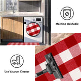 Christmas Outdoor Rugs 24 x 51''Red White Buffalo Plaid Front Porch Rug Hand-Woven Machine Washable Indoor/Outdoor Layered Door Mats for Entryway/Bedroom/Outdoor BUAGETUP