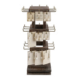 Ikee Design Wood Rotating Jewelry Display Stand Tower,Spinning Keychain Display Stand,36 Hooks Spinning Necklace, Bracelet, Earring Rack for Vendor, Coffee Color Ikee Design