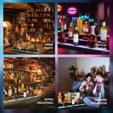 Leekimid Led Lighted Liquor Bottle Display Shelf, 30 Inch 2 Tier Whiskey Rack, Support USB, Bar Stand with RF Remote & App Control, Illuminated Acrylic Lighting Shelves for Home Bar, Party Leekimid