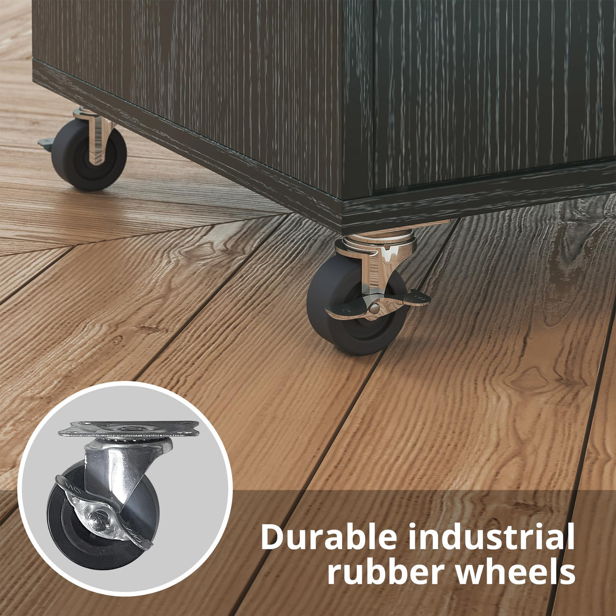 IRONCK Rolling Kitchen Island Cart with Drop-Leaf and Wine Rack, Microwave Rack Serving Cart on Wheels with Drawer & Shelves & Spice Rack & Cup Hanging, Black IRONCK