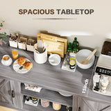 YESHOMY Farmhouse Buffet & Sideboard, 58" Kitchen Storage Cabinet with Adjustable Shelves & Doors, Wood Coffee Bar for Living Room, Entryway, Gray Washed YESHOMY