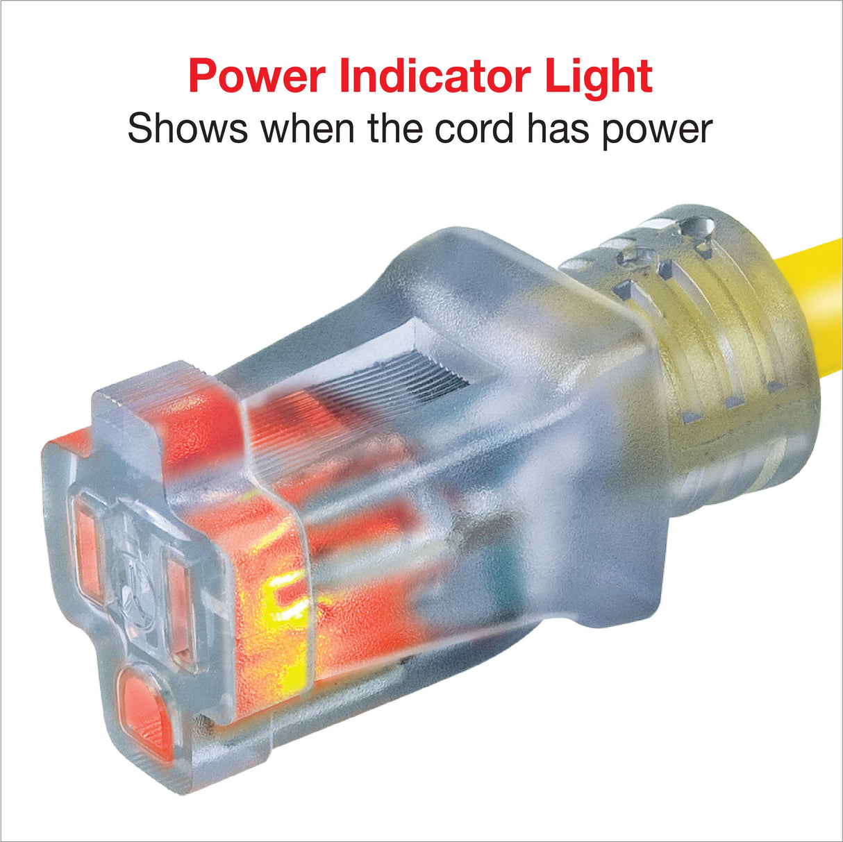 Clear Power 100ft 12/3 SJTW Yellow Outdoor Extension Cord w/Power Indicator Light, CP10149 Clear Power