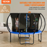 VEVOR 10FT Trampoline with Enclosure Net, Ladder, and Curved Pole, Heavy Duty with Jumping Mat and Spring Cover Padding, Outdoor Recreational Trampoline for Kids and Adults VEVOR