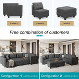 Belffin Modular Sectional Sofa Set with Ottomans Oversized U Shaped Sofa Set with Storage Seat Modular Sofa Couch with Reversible Chaises Modern Fabric Dark Grey Belffin