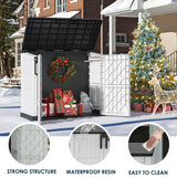 LHBGO Light Gray Outdoor Resin Storage Shed 36 Cu. Ft. Garden Horizontal Storage Extra Large Capacity Weather Resistant Storage Box, Lockable Resin Waterproof Shed for Garbage Cans, Garden Tools LHBGO