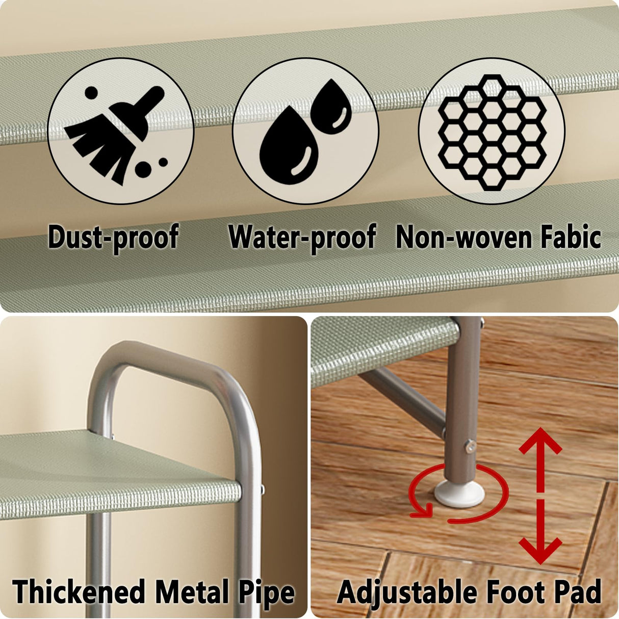 INGIORDAR Shoe Rack 3 Tier Long Storage Organizer Wide Metal Shoe Shelf for Closet Entryway Grey INGIORDAR