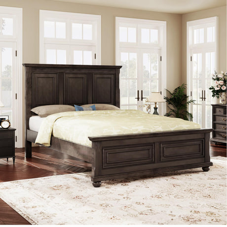 Merax Traditional Town Bed Frames and Country Style Pinewood Vintage King Bed, Rich Brown Merax