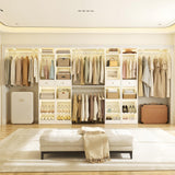 Unikito 10-15FT Closet Systems, Large Wood Walk in Closet Organizer with Hanging Rods and Drawers, Heavy Duty Closets Wardrobe with Shoe Rack, Sturdy Reversible Clothes Closet Kit, White, Set of 2 Unikito