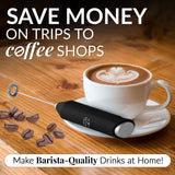 Zulay Kitchen Powerful Milk Frother Wand - Mini Milk Frother Handheld Stainless Steel - Battery Operated Drink Mixer for Coffee, Lattes, Cappuccino, Matcha - Froth Mate Milk Frother Gift - Black Zulay Kitchen