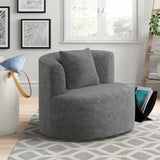 SGHATAJ Modern Swivel Accent Chair, 360-Degree Round Swivel Barrel Chair with Removable Pillow, Upholstered Boucle Accent Chairs for Living Room,Bedroom,Coffee Bar (Elegant Grey) SGHATAJ