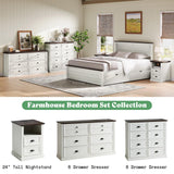 AMERLIFE 42" Dresser for Bedroom, Farmhouse 8 Drawer Dresser, Dressers & Chests of Drawers, Organizer with Storage Drawers, Rustic White AMERLIFE