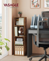 VASAGLE Custos Collection - Bookshelf, 4-Tier Bookcase, Book Shelf, Open Storage Shelf, 9.4 x 11.8 x 41.7 Inches, for Living Room, Home Office, Dining Room, Rustic Brown ULBC434K01 VASAGLE