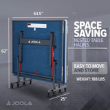 JOOLA Tour Indoor Ping Pong Table with Quick Clamp Table Tennis Net - 10 Minute Assembly - Foldable Indoor Surface with Single Player Playback Mode - Competition Grade MDF Top - Tournament Quality JOOLA